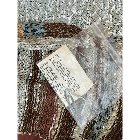 Vintage 80s Woven Leather Knit Top | Handmade Southwest Ribbon Weave | M/L - Picture 10 of 10